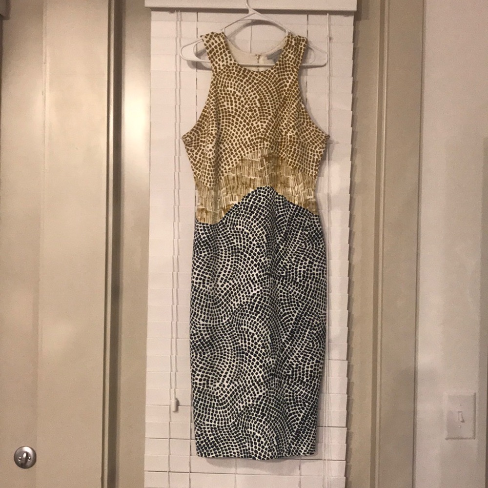 Gold and Navy Blue Dress